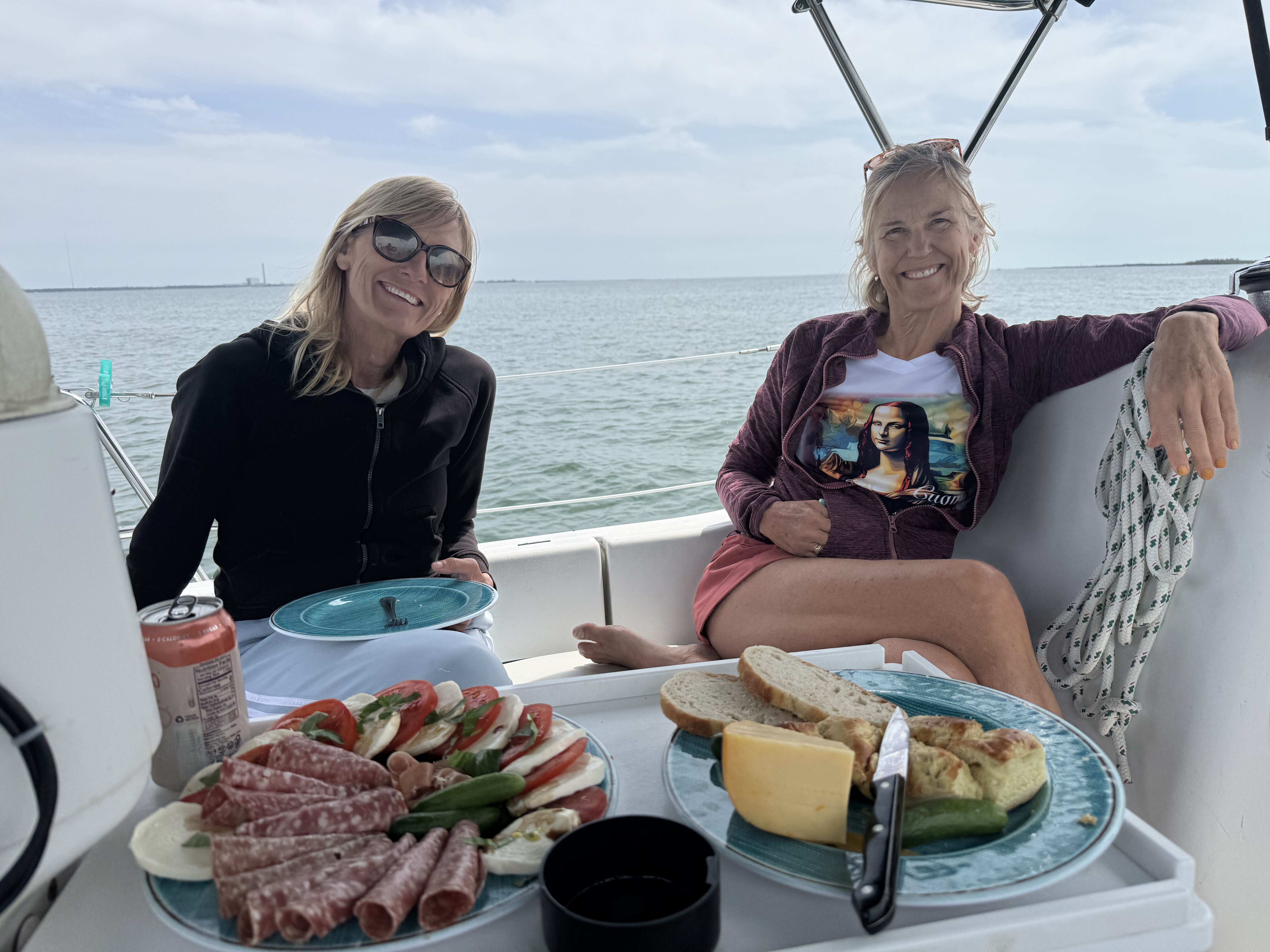 Enjoying lunch in the cockpit while sailing